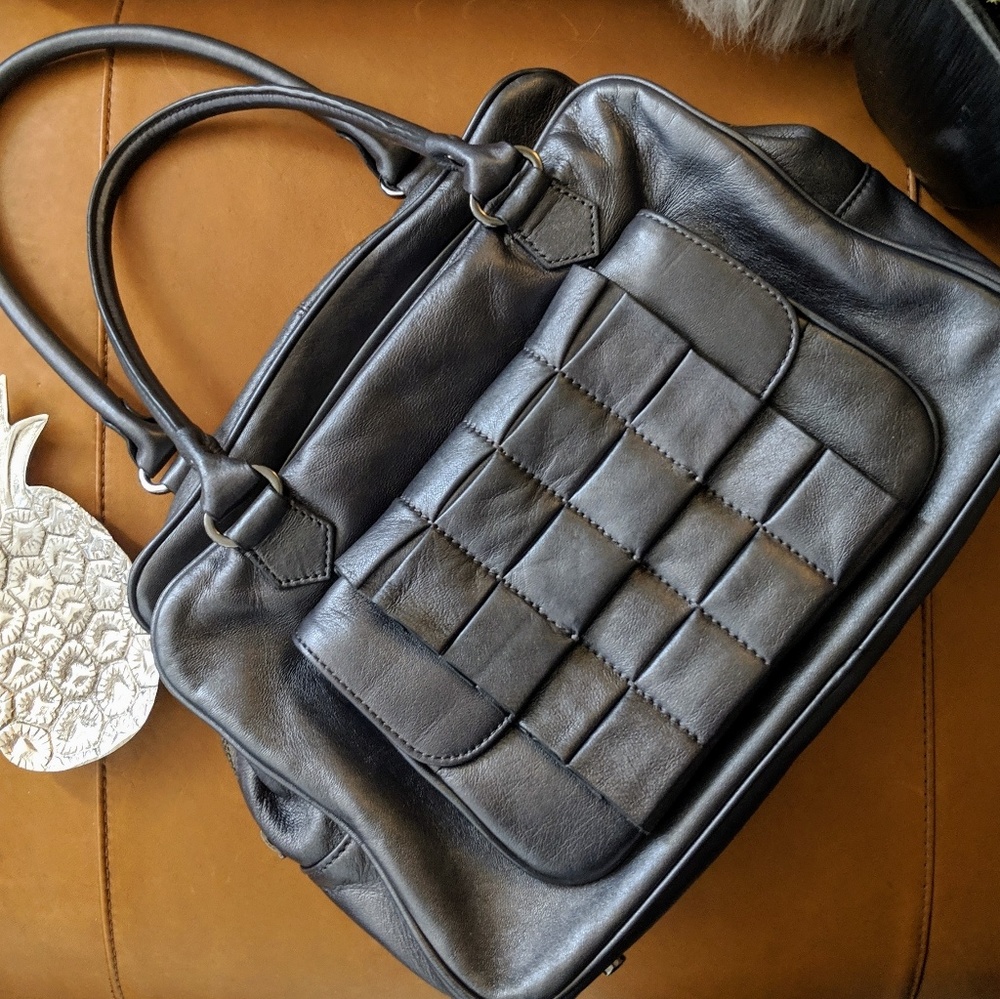 Botkier pewter grey bowler leather satchel tote